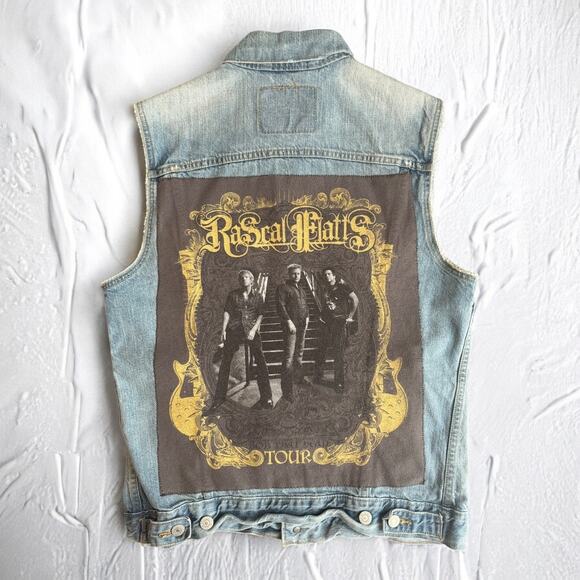 Upcycled Rascal Flatts Denim Levi Vest - Picture 2 of 4